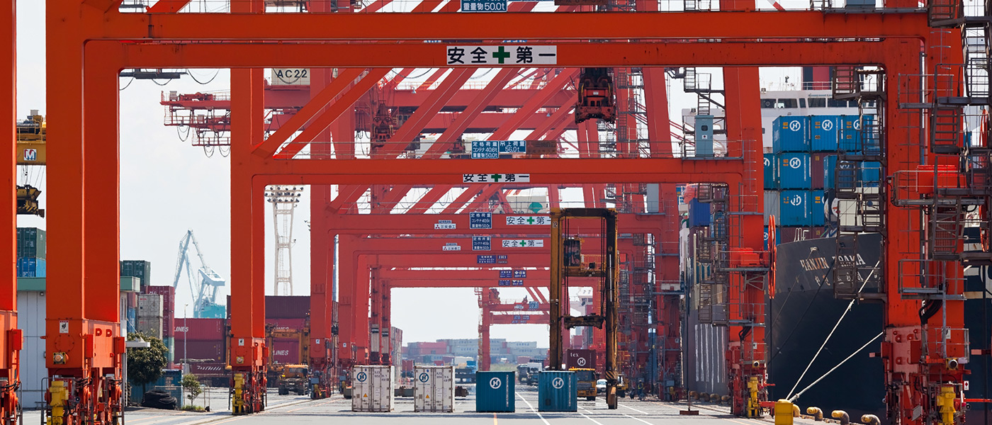 Safety and operation comfort for the control of container transporters.