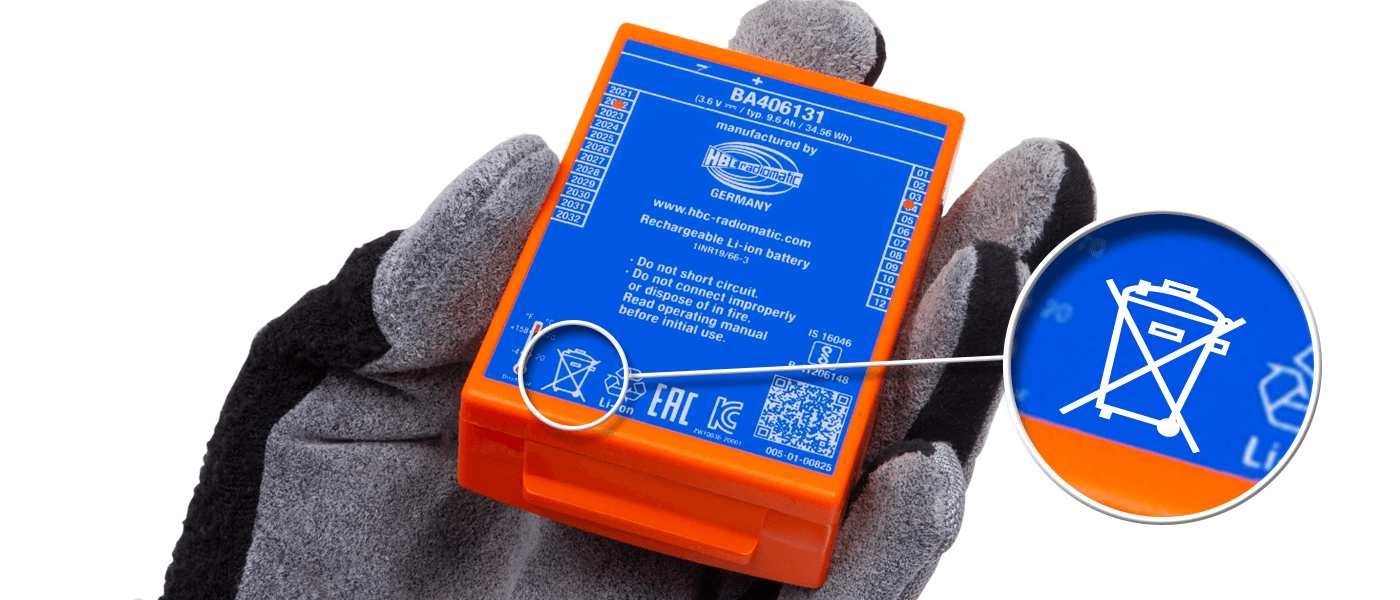 Information on the disposal of HBC batteries.